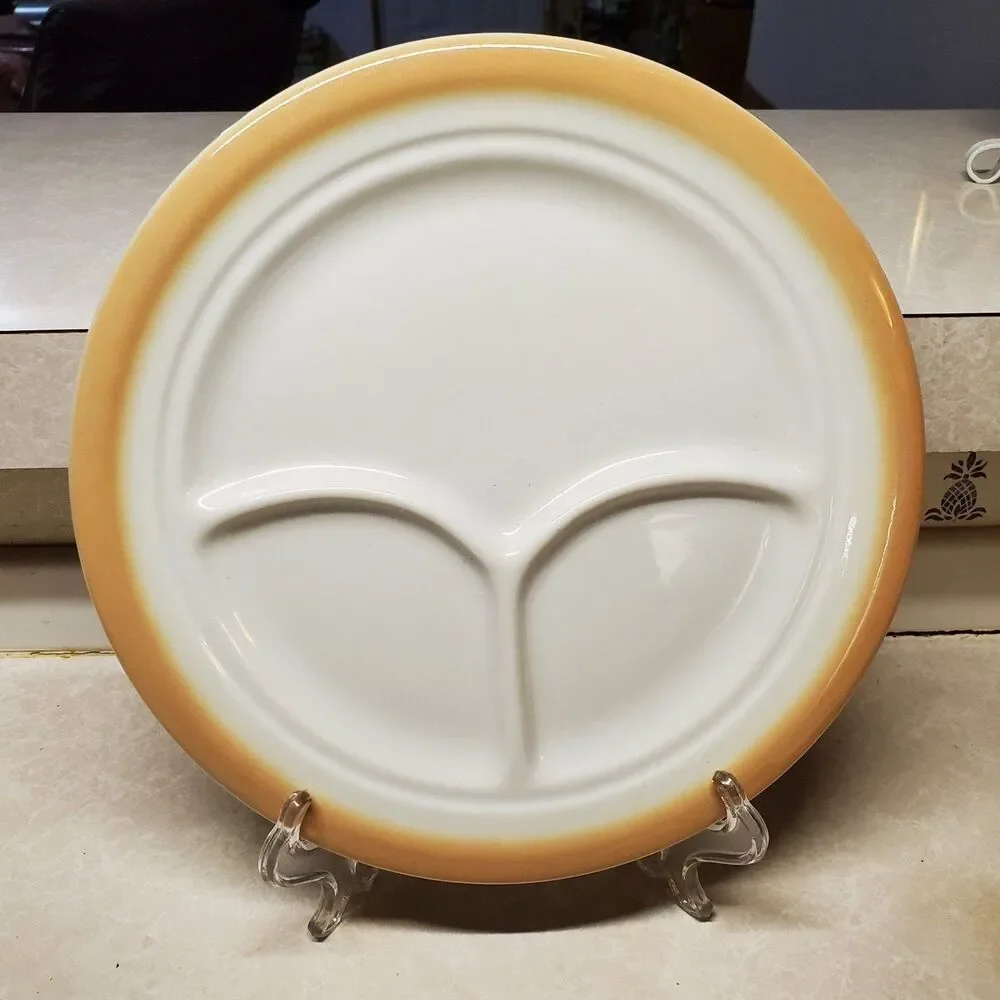 Shenango China USA Divided Grill Rim-Rol Dinner Plate 9 1/2